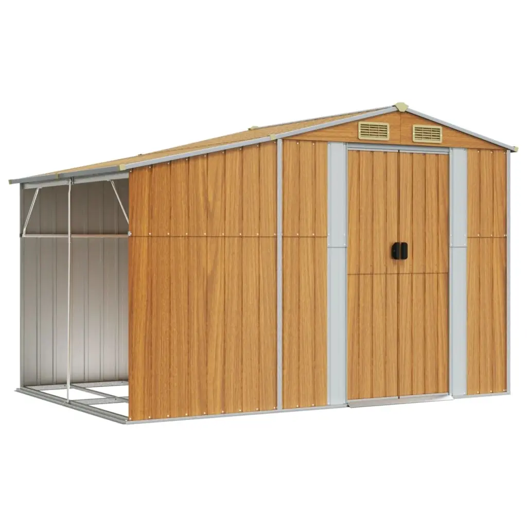 Garden Shed Light Brown 277x192.5x179 cm Galvanised Steel 3188298 - Home & Garden