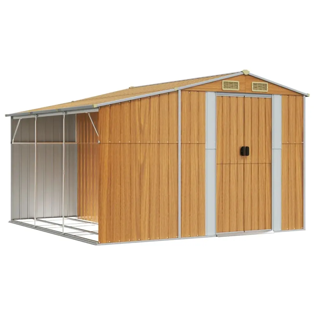 Garden Shed Light Brown 277x279x179 cm Galvanised Steel 3188299 - Home & Garden