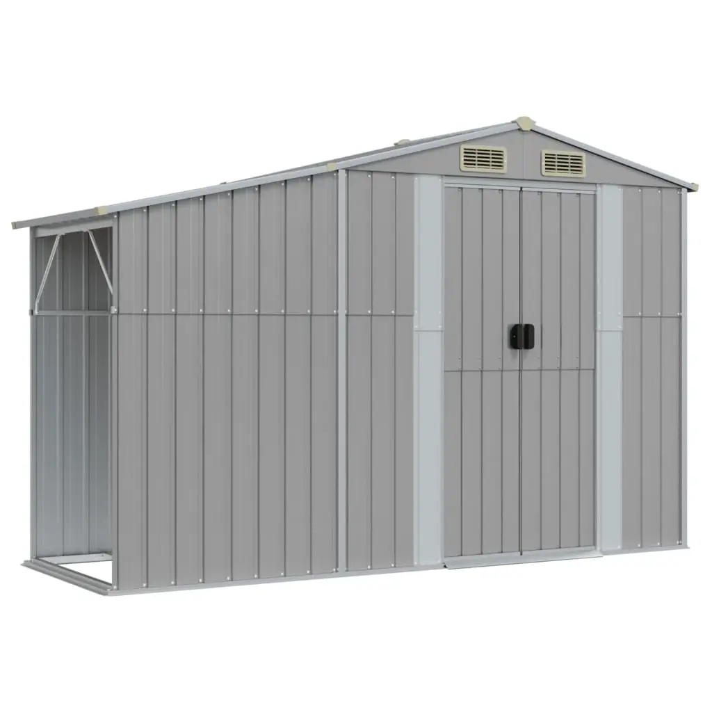 Garden Shed Grey 277x93x179 cm Galvanised Steel 364516 - Home & Garden