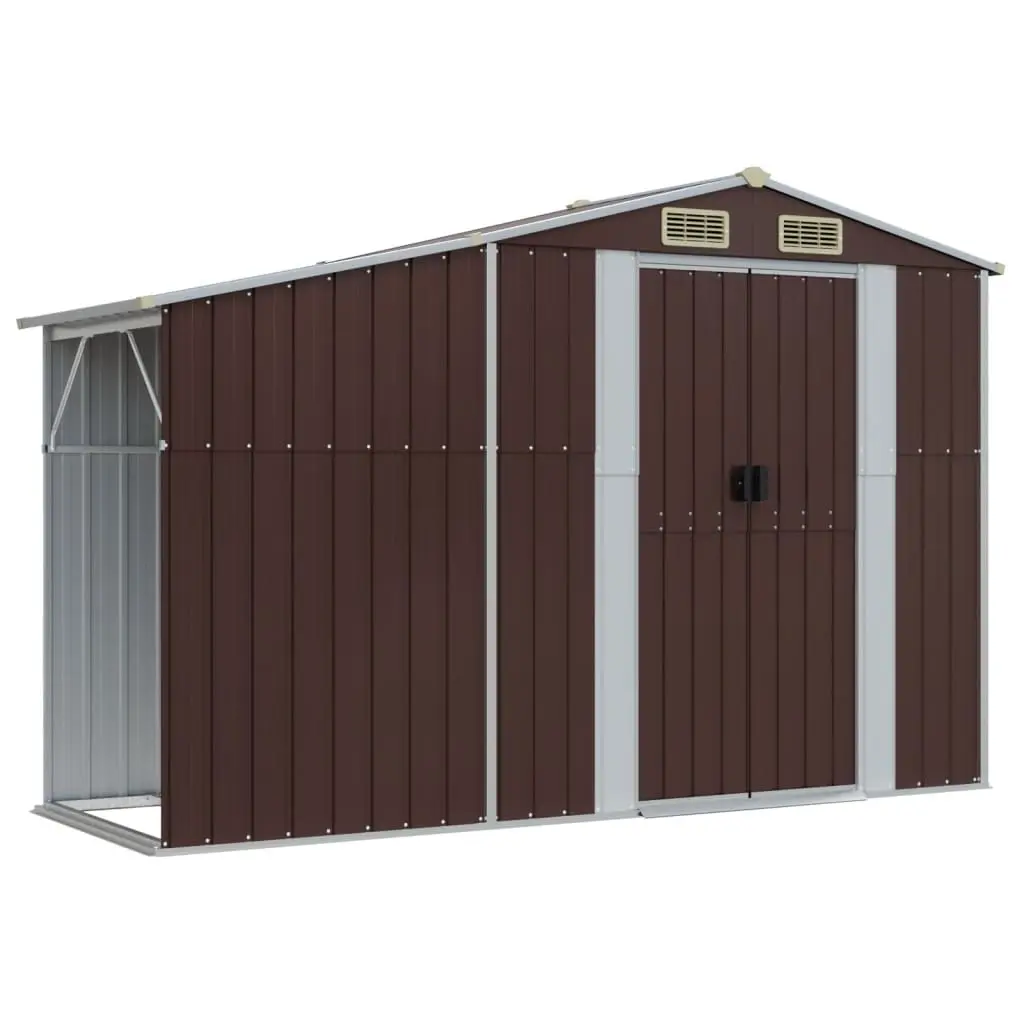 Garden Shed Brown 277x93x179 cm Galvanised Steel 364520 - Home & Garden