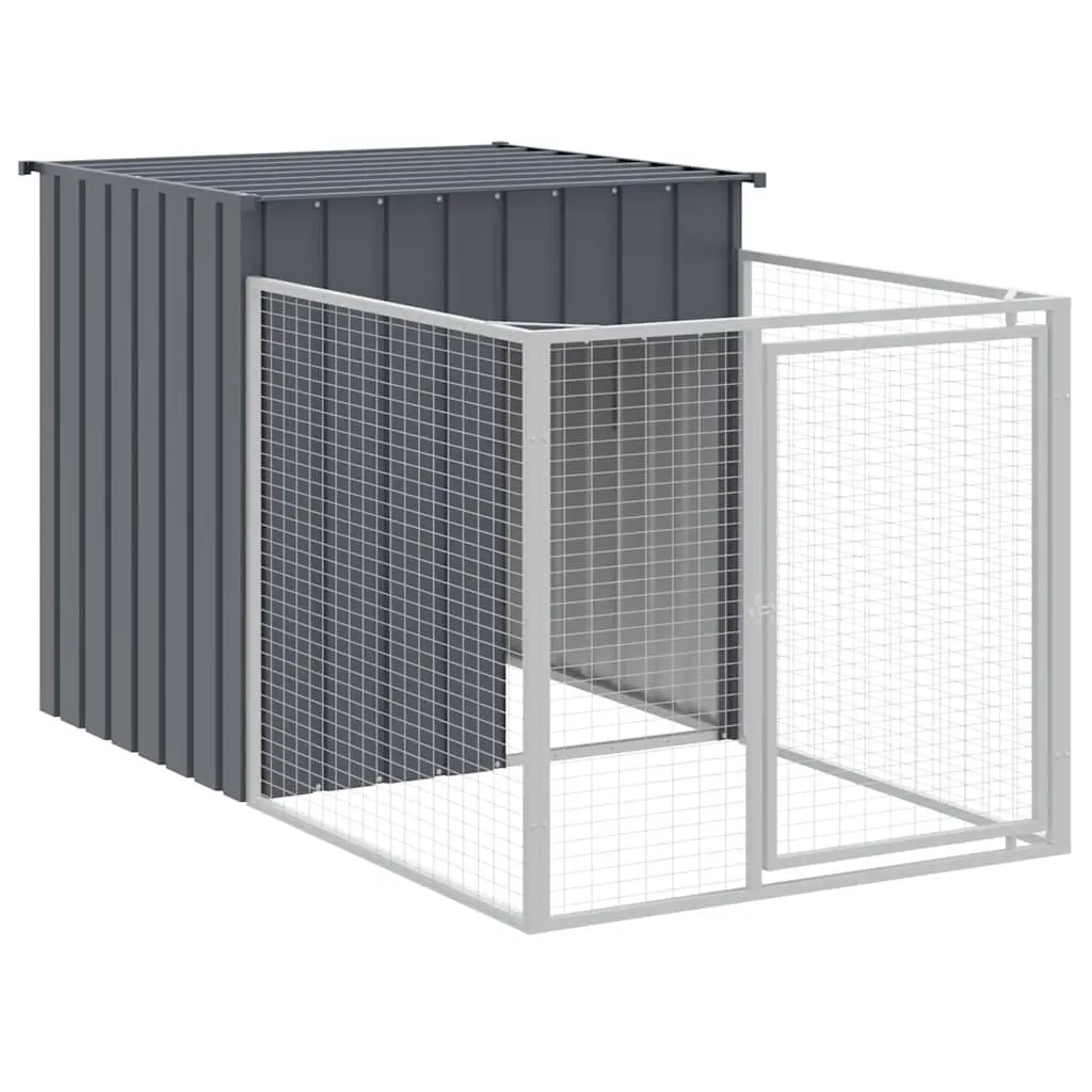 Dog House with Run Anthracite 110x201x110 cm Galvanised Steel 172357 - Pets