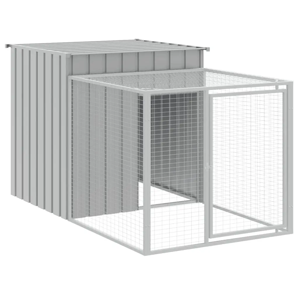 Chicken Cage with Run Light Grey 110x201x110 cm Galvanised Steel 172360 - Pets