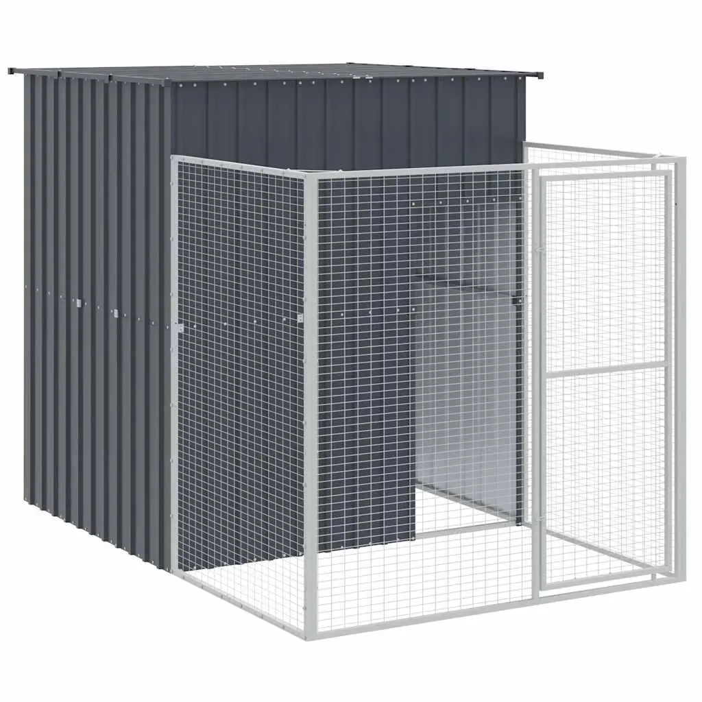 Dog House with Run Anthracite 165x251x181 cm Galvanised Steel 172365 - Pets