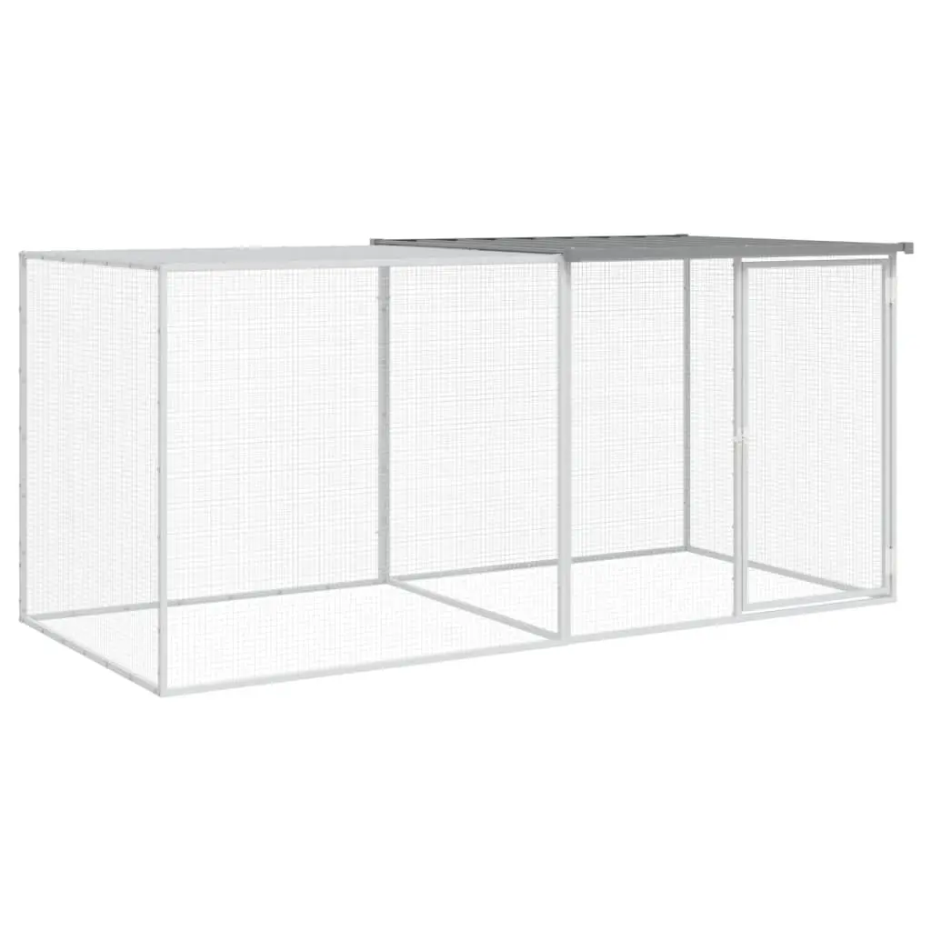 Chicken Cage with Roof Light Grey 203x98x90 cm Galvanised Steel 3189044 - Pets