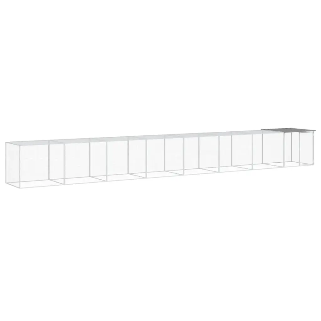 Chicken Cage with Roof Light Grey 803x98x90 cm Galvanised Steel 3189047 - Pets