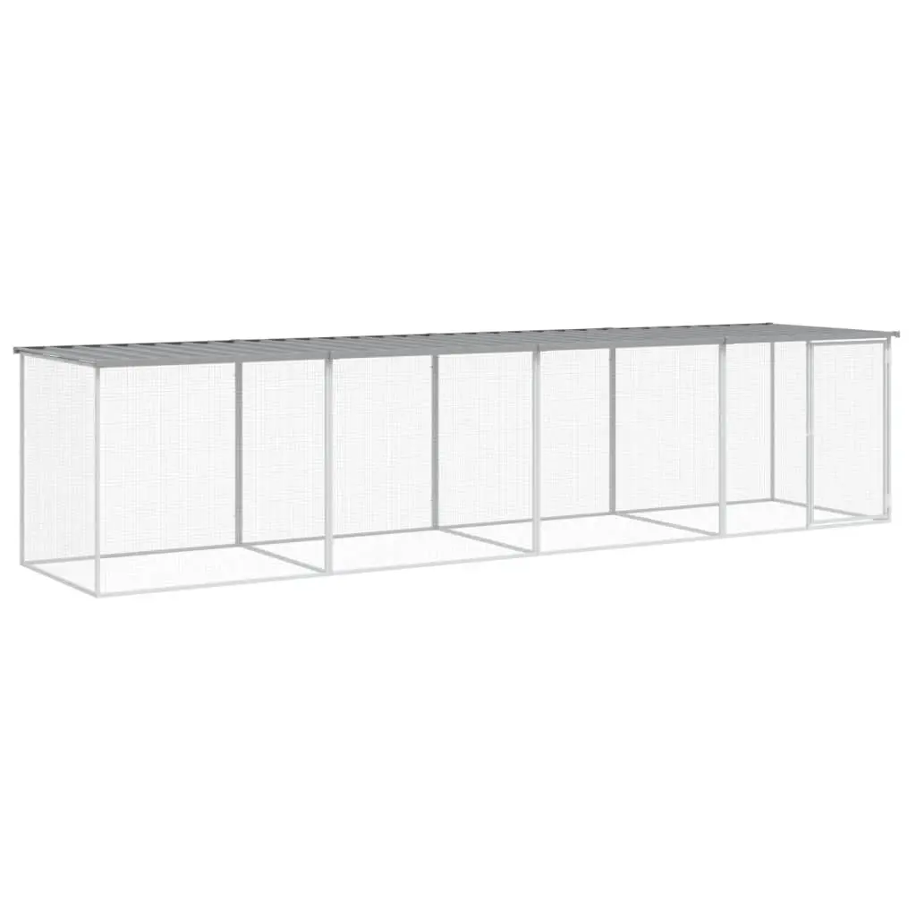 Chicken Cage with Roof Light Grey 403x98x90 cm Galvanised Steel 3189055 - Pets