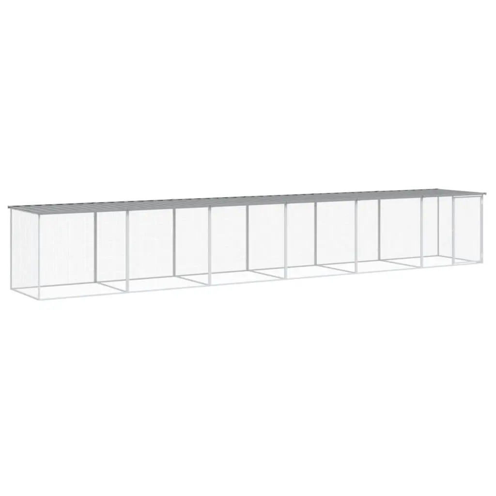 Chicken Cage with Roof Light Grey 603x98x90 cm Galvanised Steel 3189056 - Pets