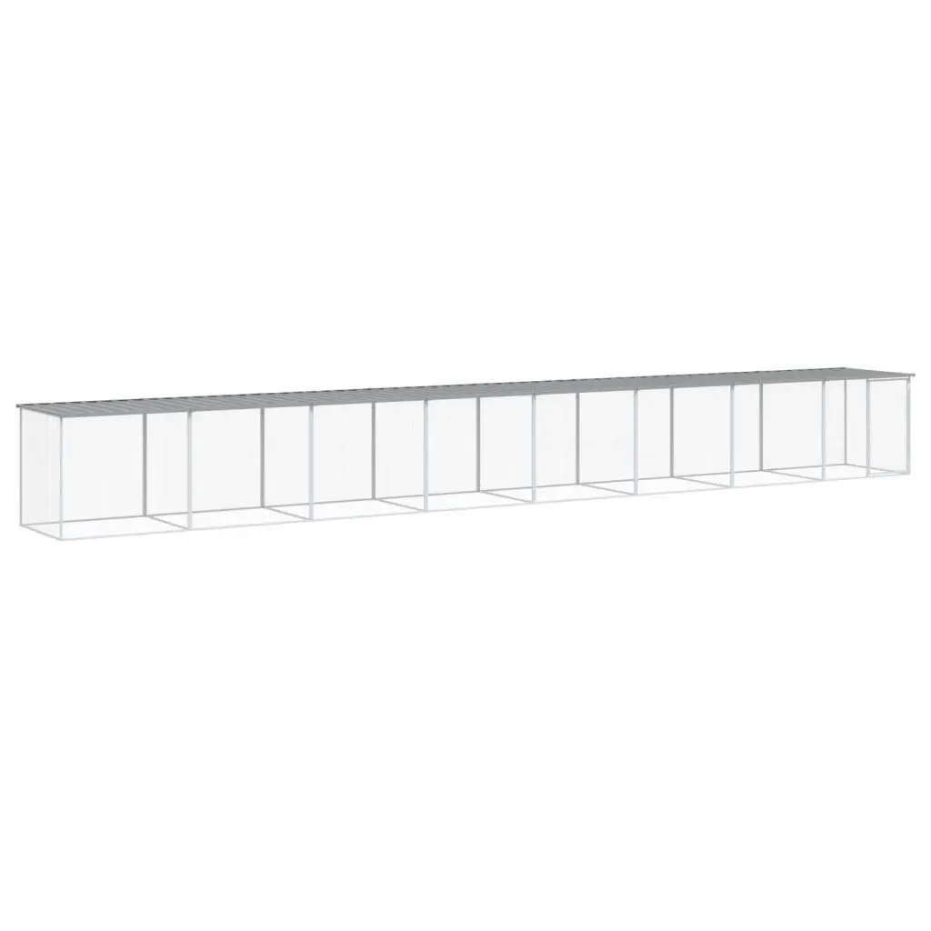 Chicken Cage with Roof Light Grey 803x98x90 cm Galvanised Steel 3189057 - Pets