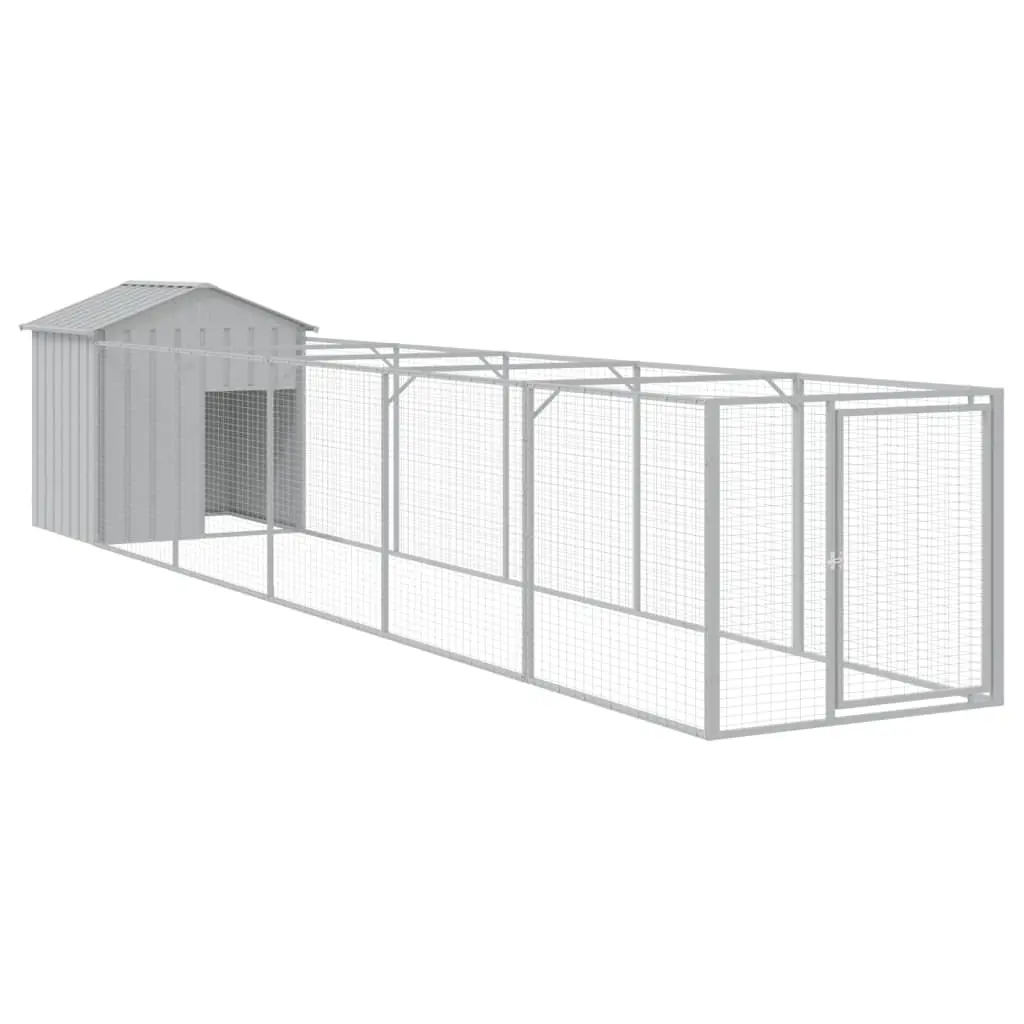 Dog House with Roof Light Grey 117x609x123 cm Galvanised Steel 3189065 - Pets