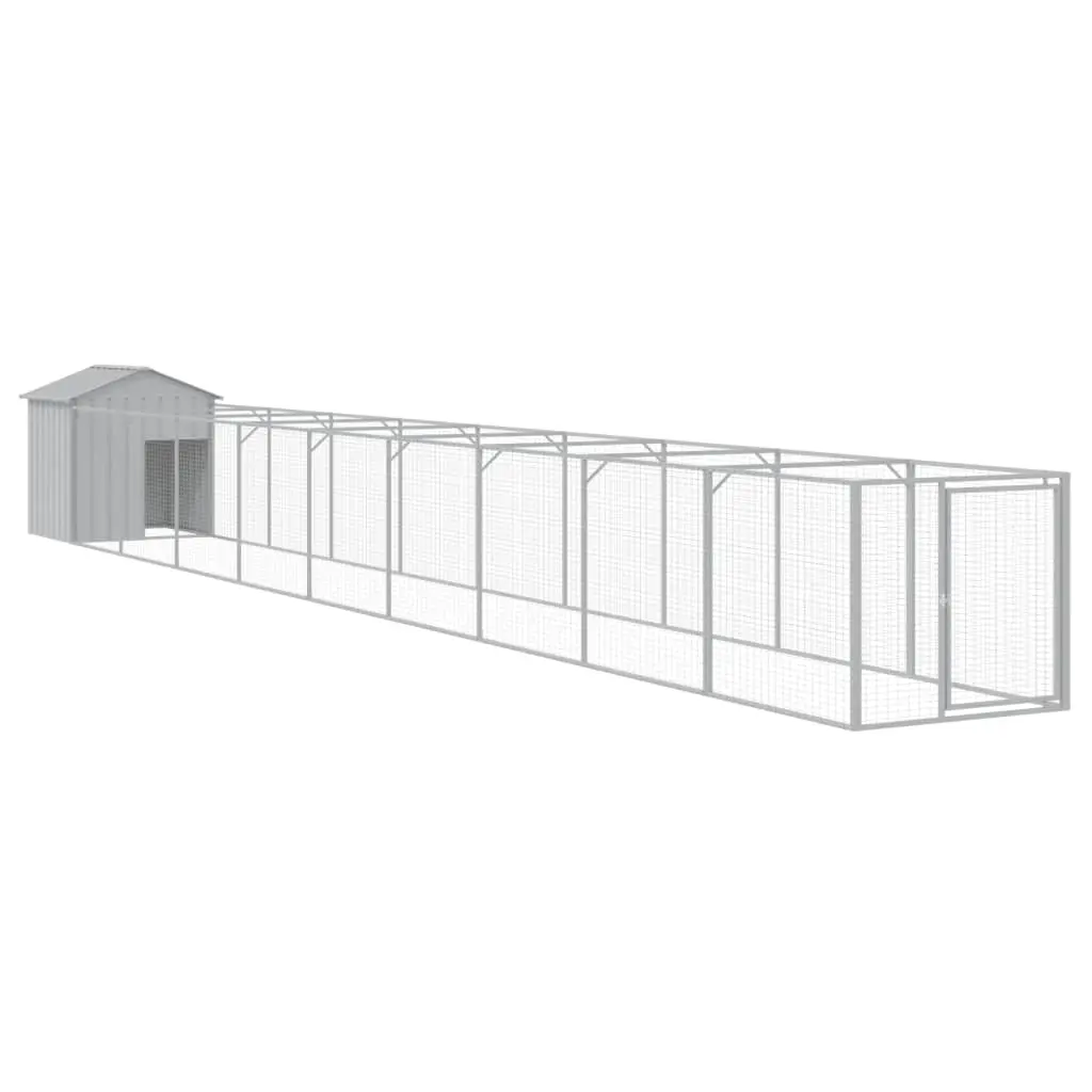 Dog House with Roof Light Grey 117x1017x123 cm Galvanised Steel 3189067 - Pets