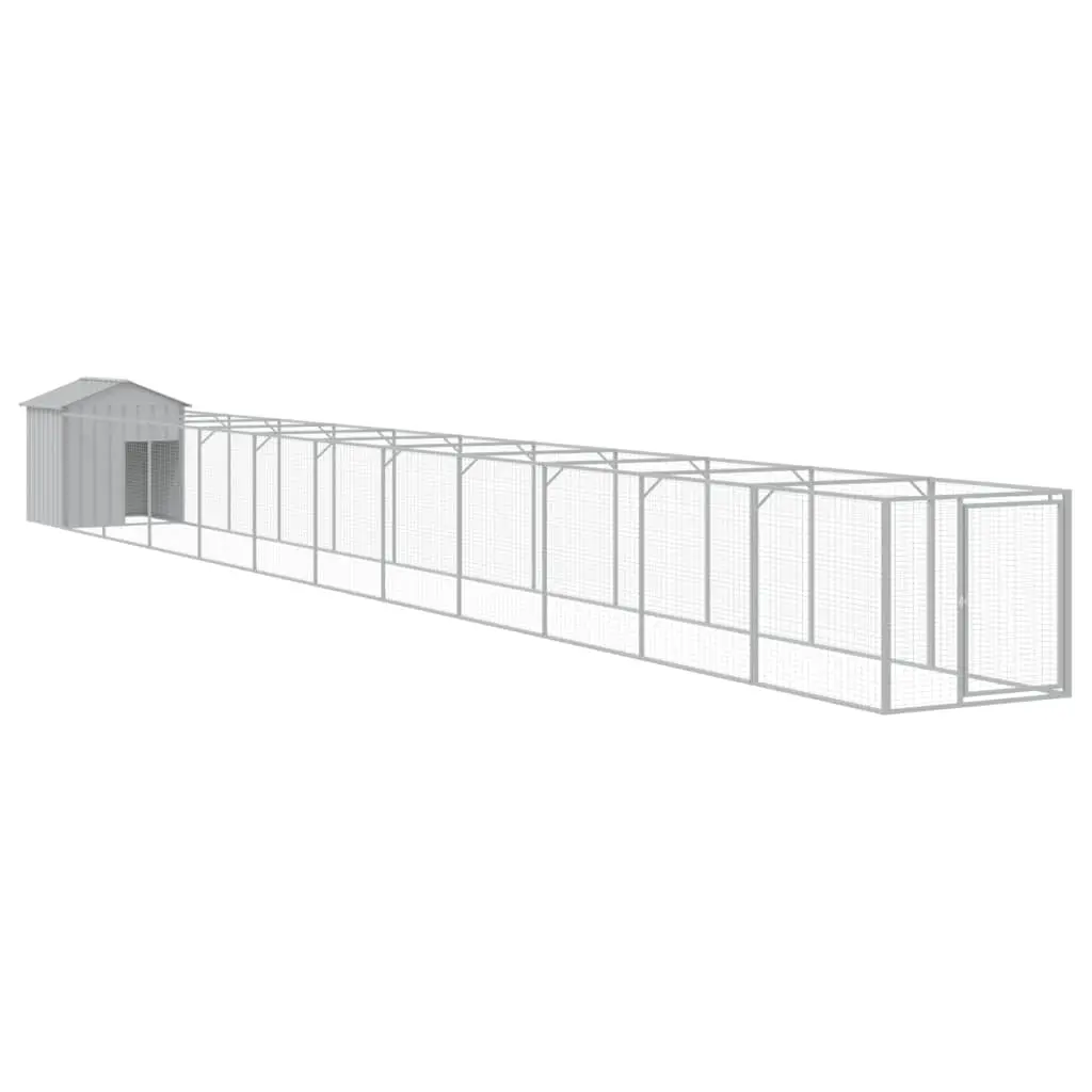 Dog House with Roof Light Grey 117x1221x123 cm Galvanised Steel 3189068 - Pets