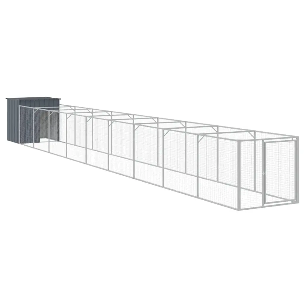 Dog House with Run Anthracite 110x1017x110 cm Galvanised Steel 3189082 - Pets