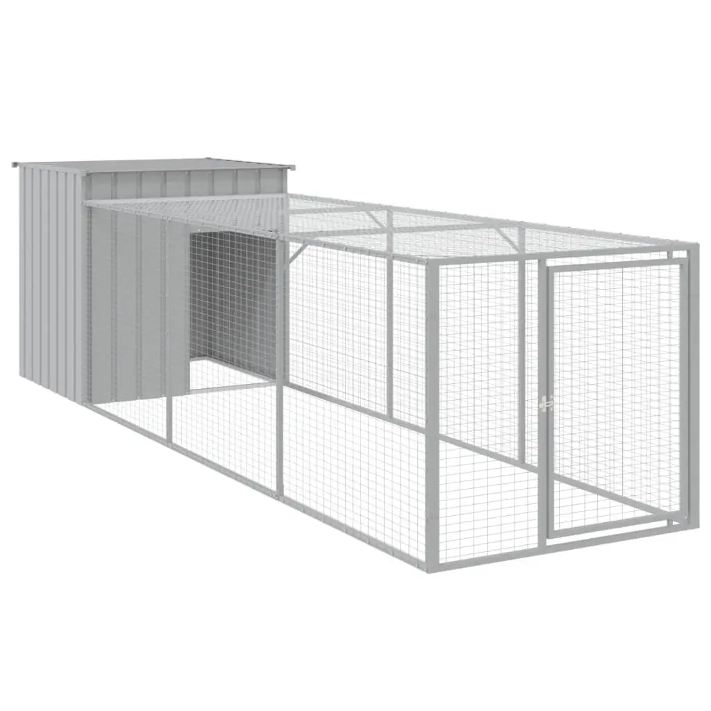 Chicken Cage with Run Light Grey 110x405x110 cm Galvanised Steel 3189094 - Pets