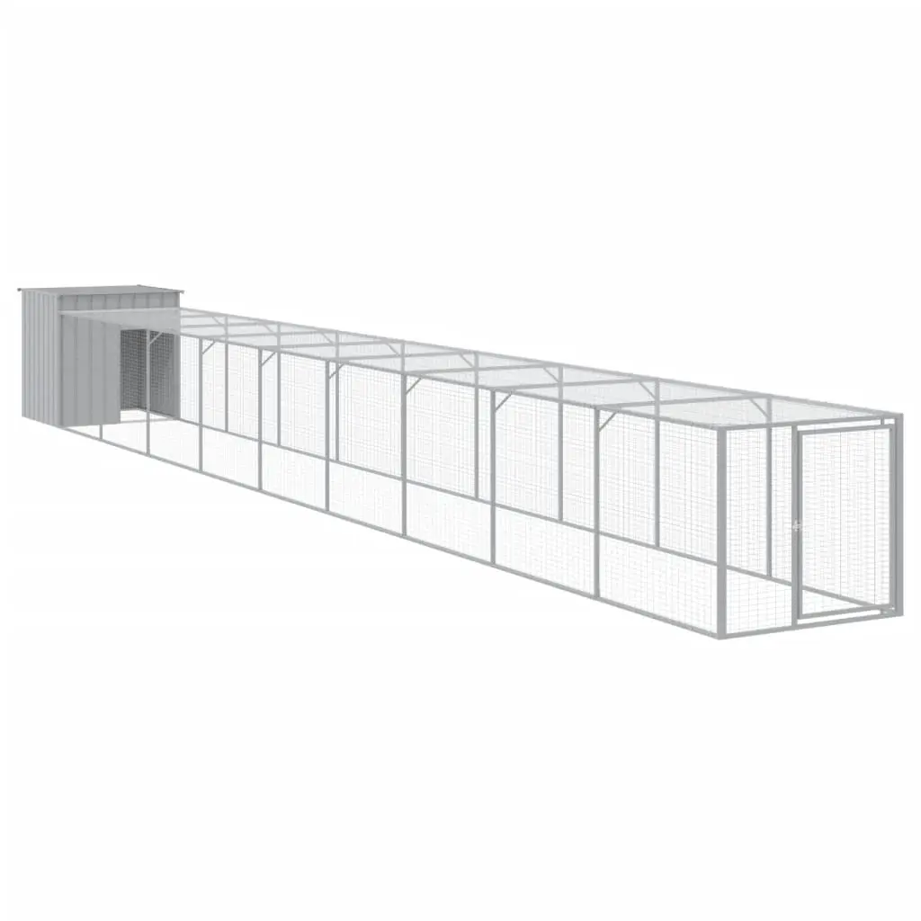 Chicken Cage with Run Light Grey 110x1017x110 cm Galvanised Steel 3189097 - Pets