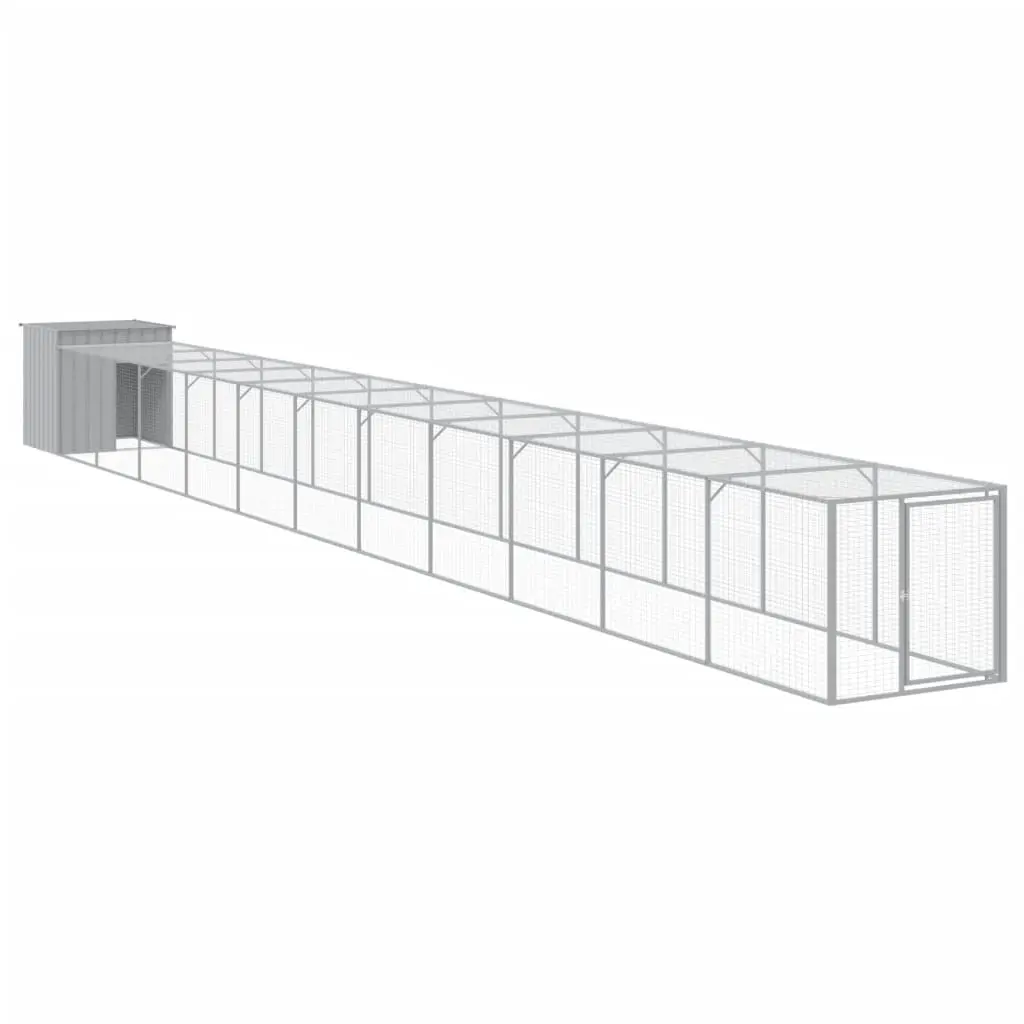 Chicken Cage with Run Light Grey 110x1221x110 cm Galvanised Steel 3189098 - Pets