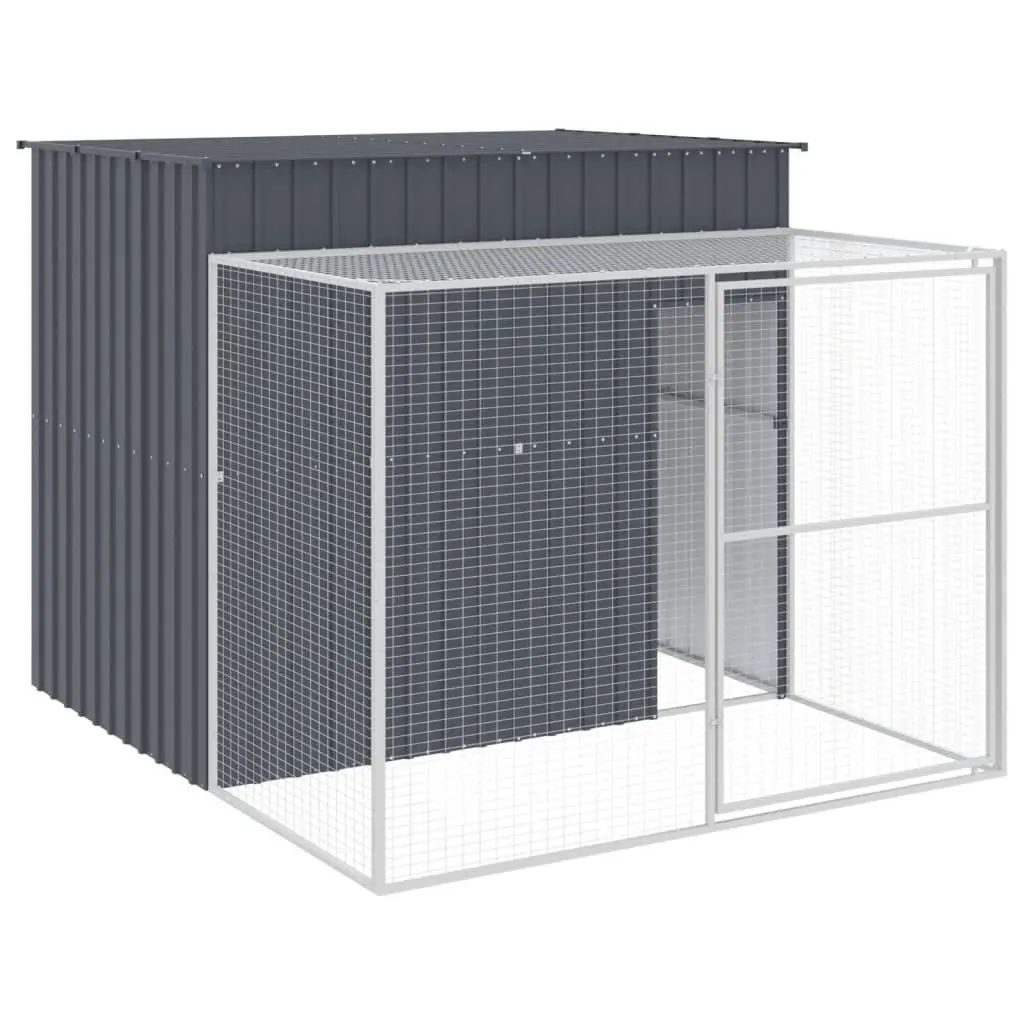 Dog House with Run Anthracite 214x253x181 cm Galvanised Steel 3189131 - Pets
