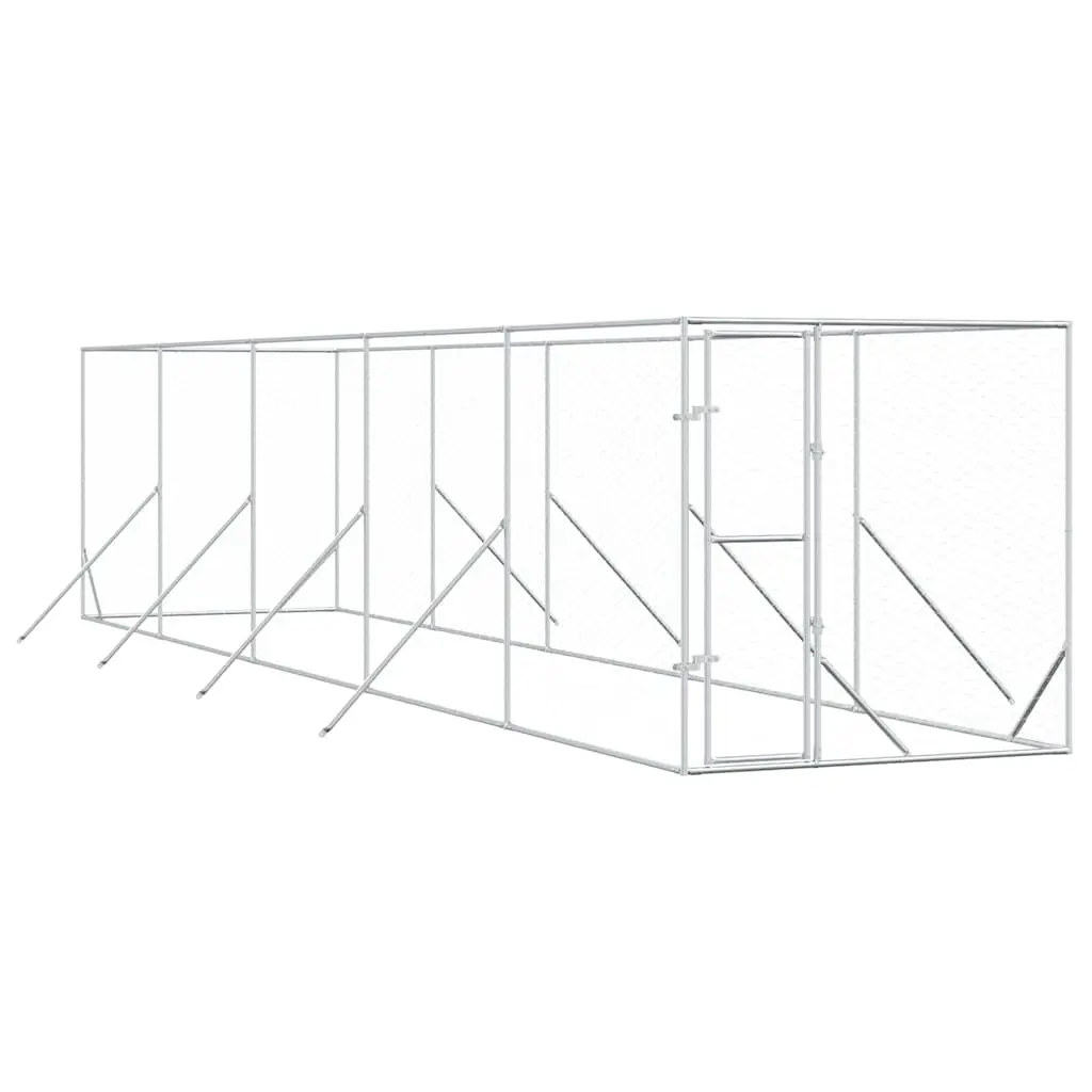 Outdoor Dog Kennel Silver 2x10x2 m Galvanised Steel 3190453 - Pets