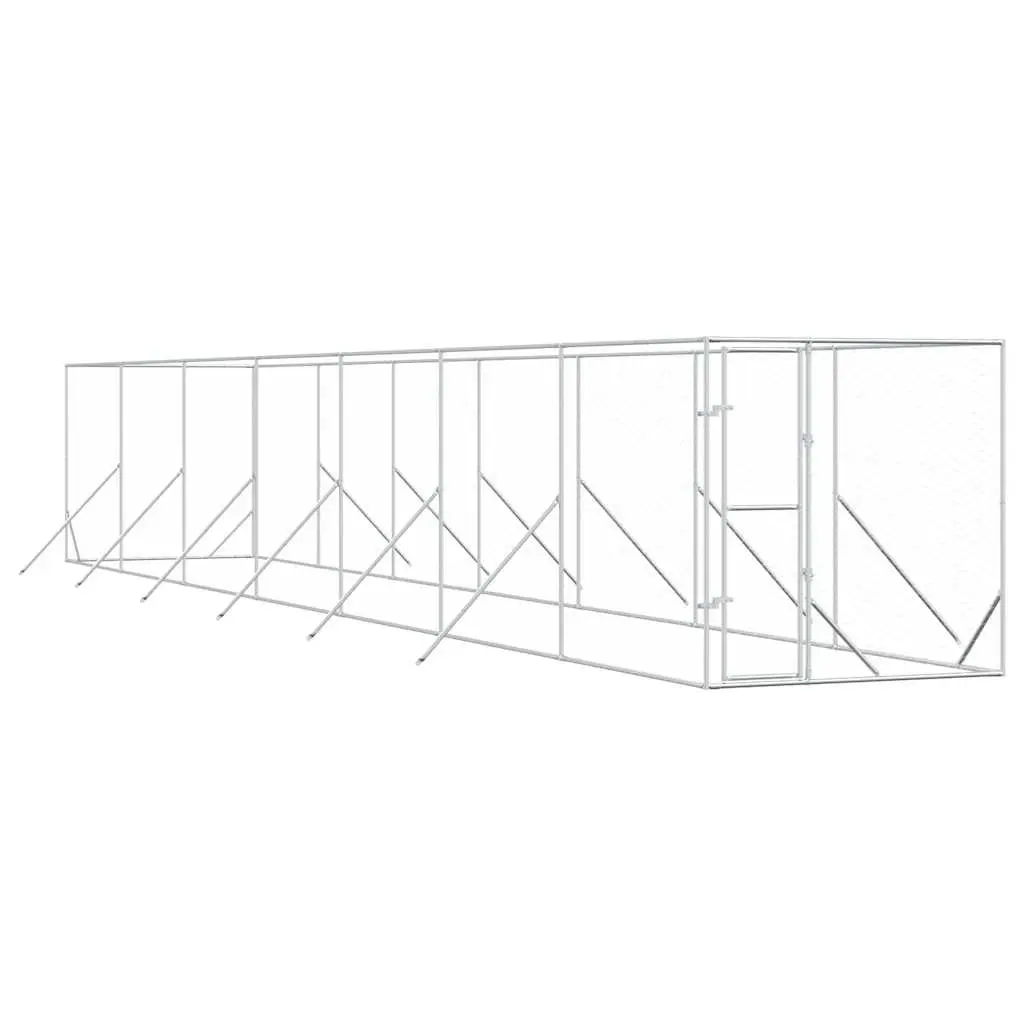 Outdoor Dog Kennel Silver 2x14x2 m Galvanised Steel 3190454 - Pets