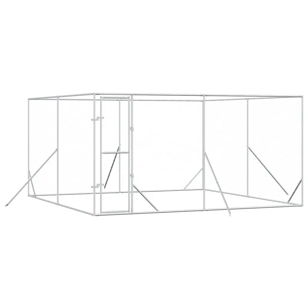 Outdoor Dog Kennel Silver 4x4x2 m Galvanised Steel 3190455 - Pets