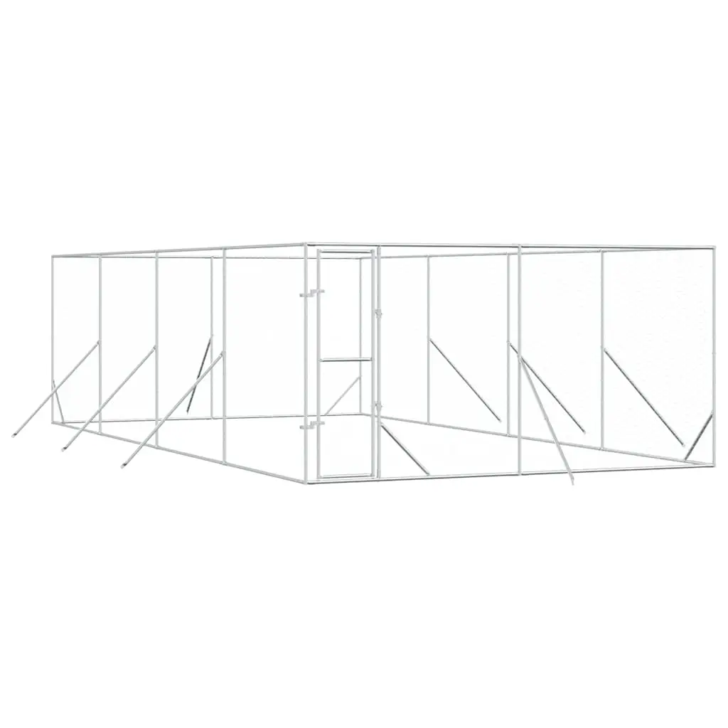 Outdoor Dog Kennel Silver 4x8x2 m Galvanised Steel 3190456 - Pets