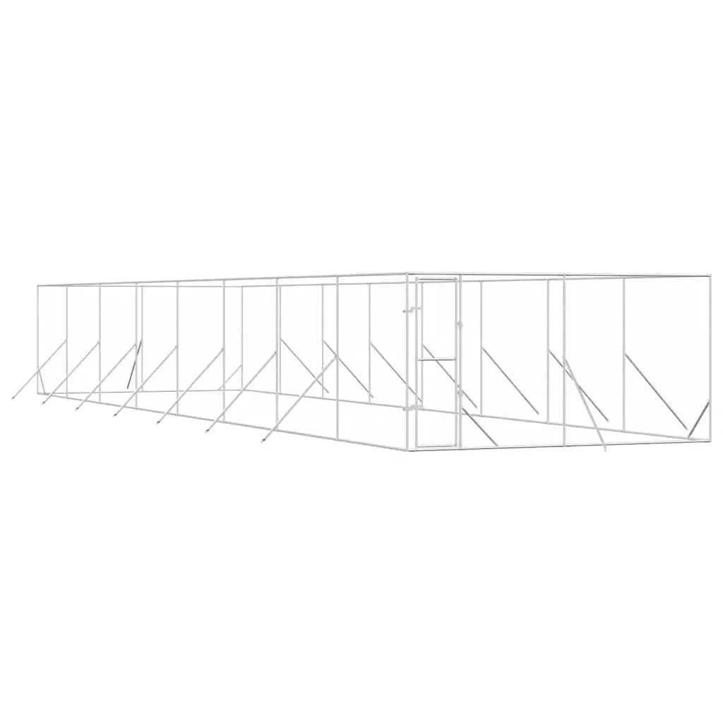 Outdoor Dog Kennel Silver 4x16x2 m Galvanised Steel 3190458 - Pets