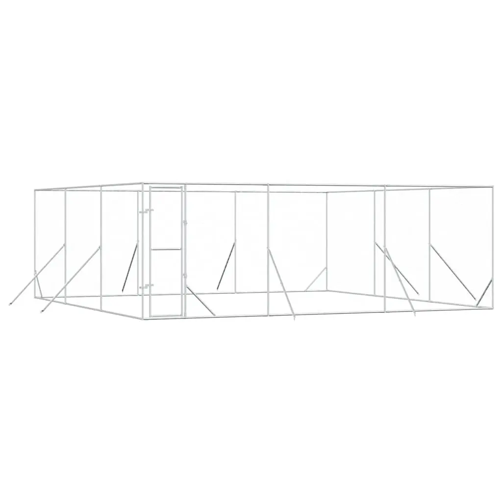 Outdoor Dog Kennel Silver 6x6x2 m Galvanised Steel 3190460 - Pets