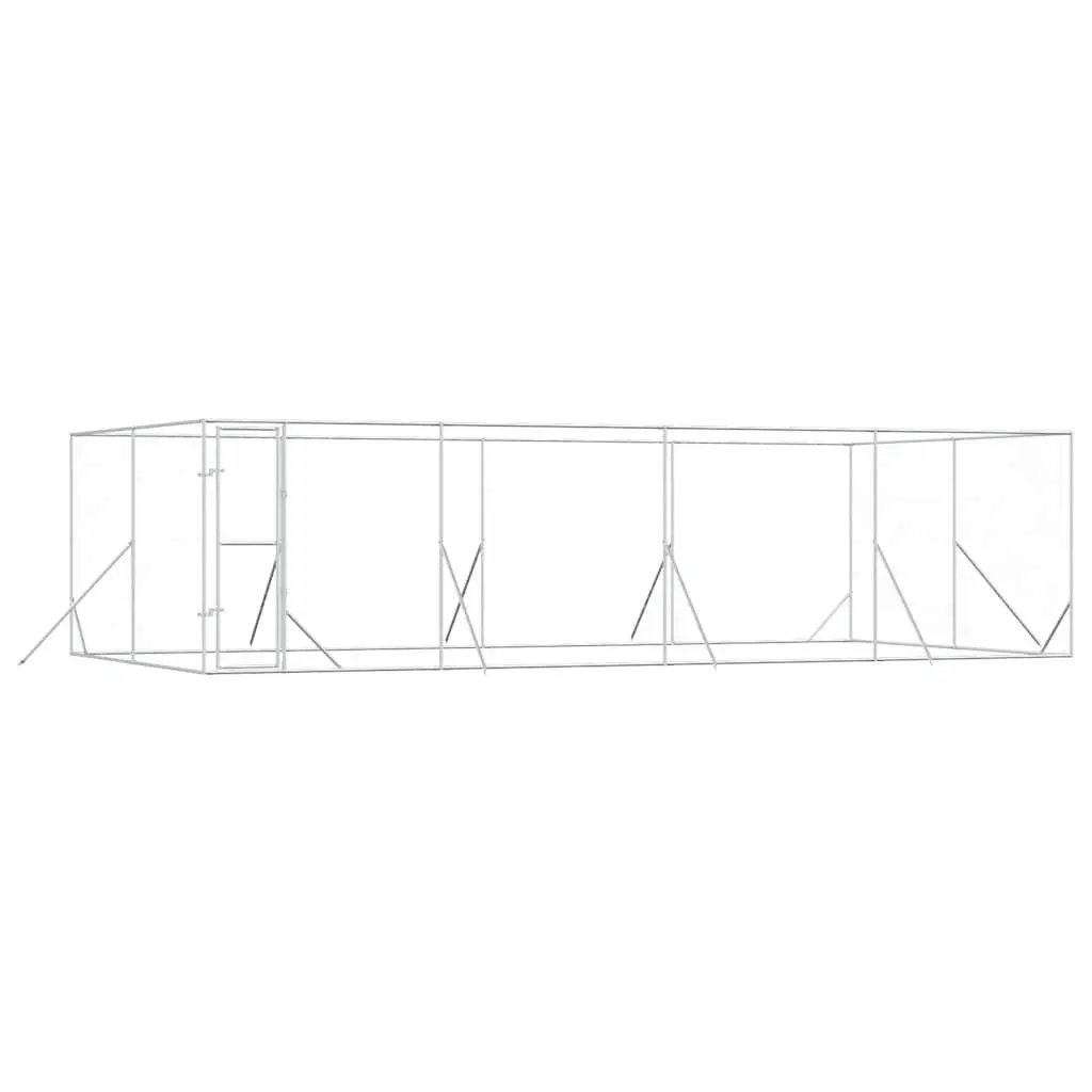 Outdoor Dog Kennel Silver 8x4x2 m Galvanised Steel 3190463 - Pets