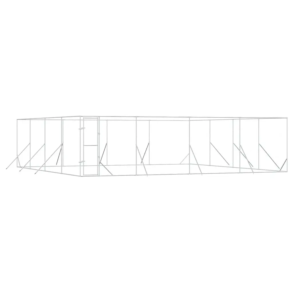 Outdoor Dog Kennel Silver 8x8x2 m Galvanised Steel 3190464 - Pets