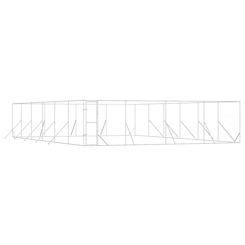 Outdoor Dog Kennel Silver 8x12x2 m Galvanised Steel 3190465 - Pets