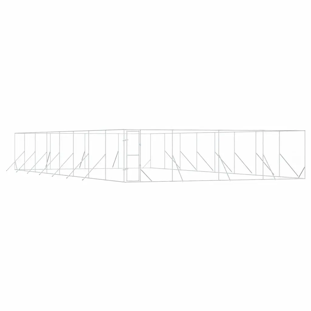 Outdoor Dog Kennel Silver 8x16x2 m Galvanised Steel 3190466 - Pets