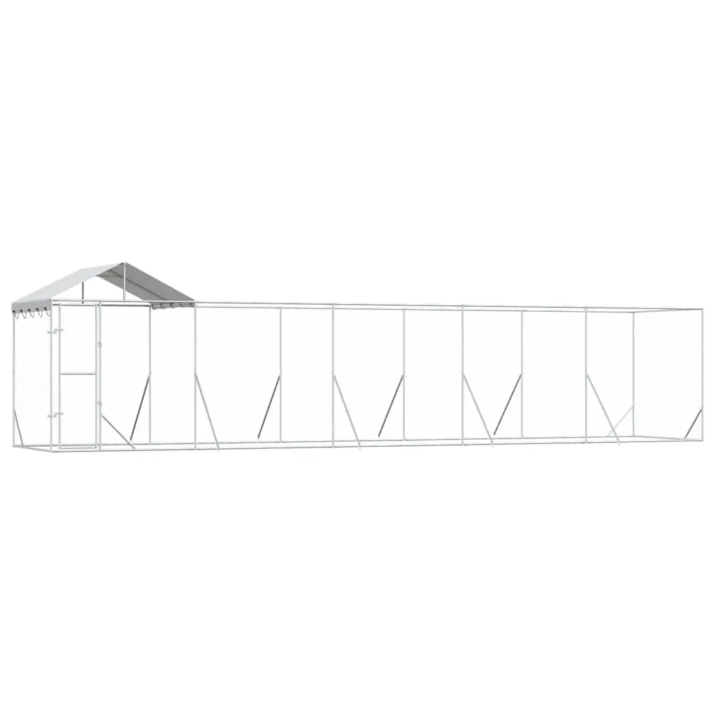 Outdoor Dog Kennel with Roof Silver 10x2x2.5 m Galvanised Steel 3190468 - Pets