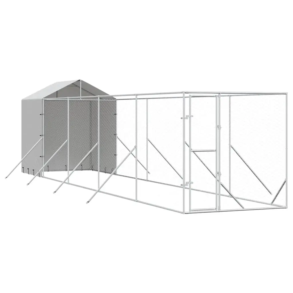 Outdoor Dog Kennel with Roof Silver 2x10x2.5 m Galvanised Steel 3190476 - Pets