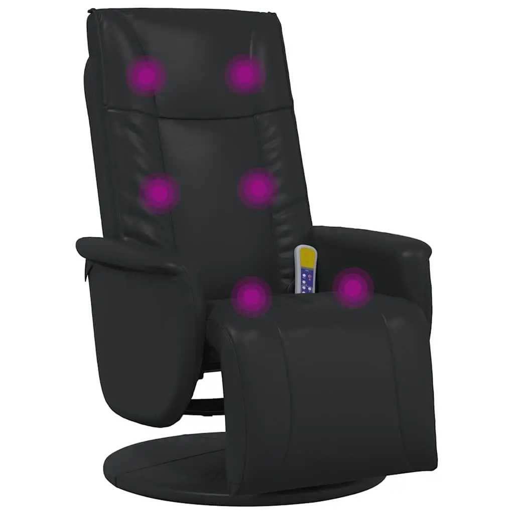Massage Recliner Chair with Footrest Black Faux Leather 356517 - Furniture