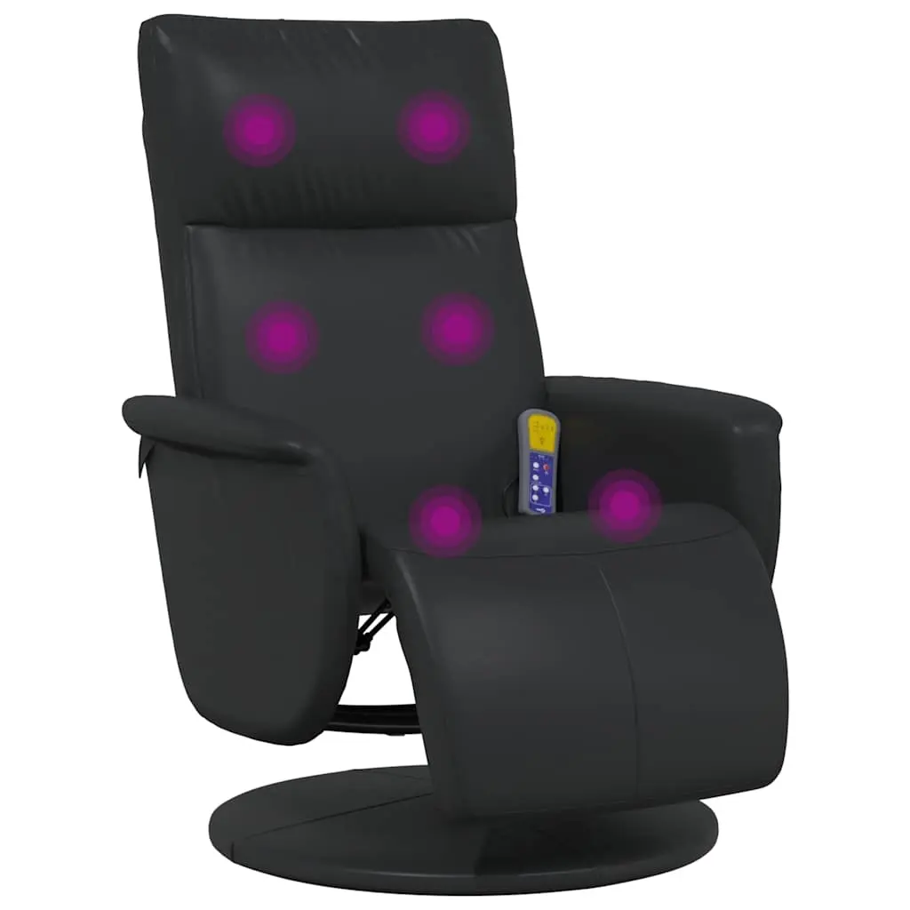 Massage Recliner Chair with Footrest Black Faux Leather 356557 - Furniture