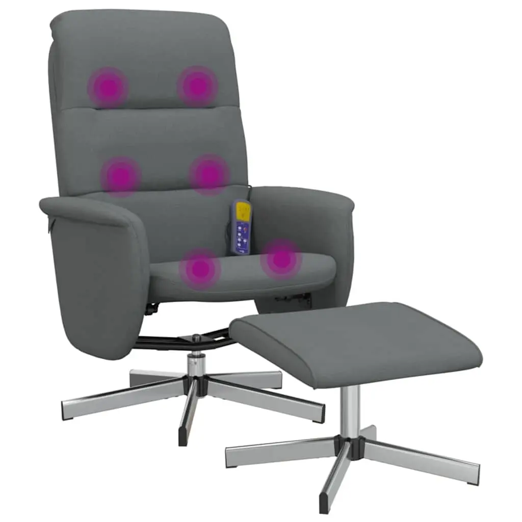 Massage Recliner Chair with Footstool Dark Grey Fabric 356583 - Furniture
