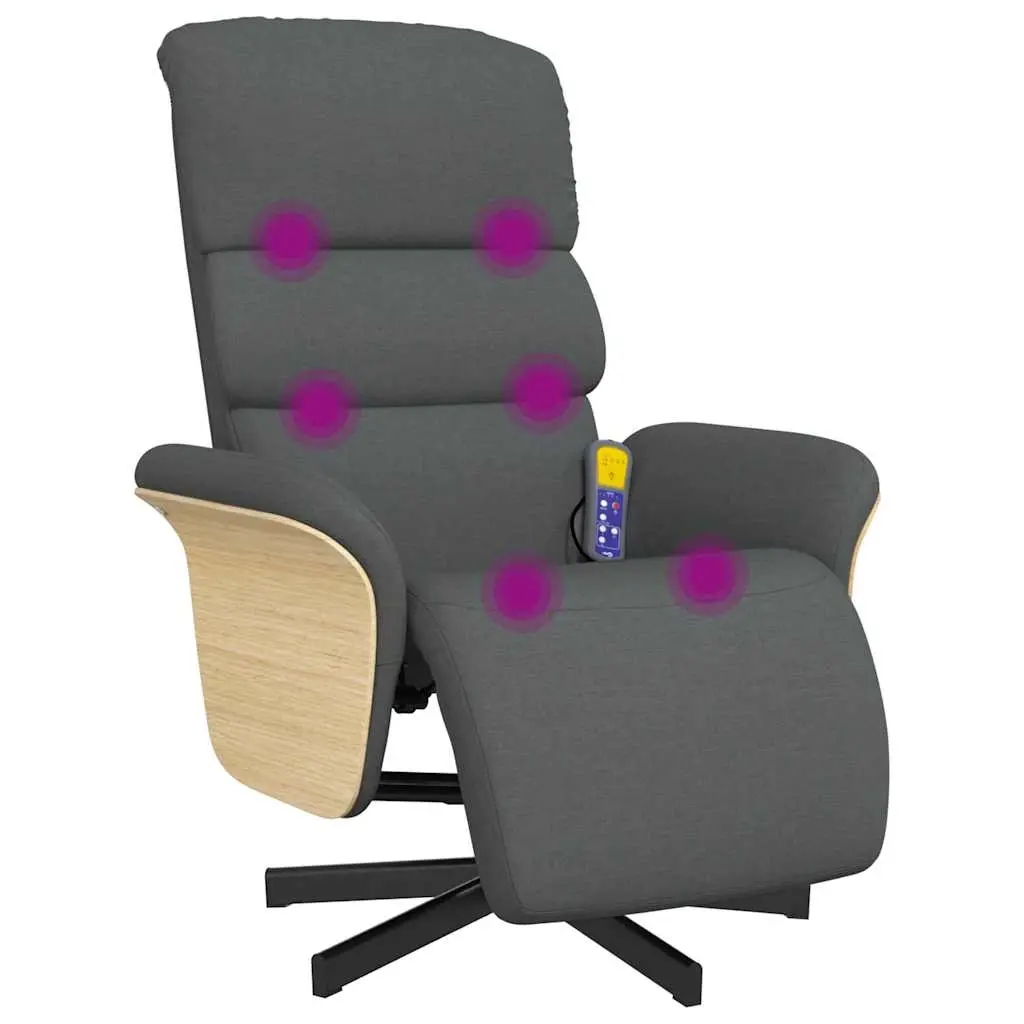 Massage Recliner Chair with Footrest Dark Grey Fabric 356614 - Furniture