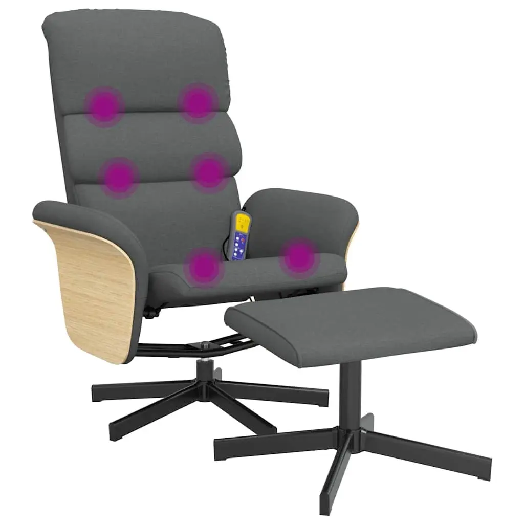 Massage Recliner Chair with Footstool Dark Grey Fabric 356623 - Furniture