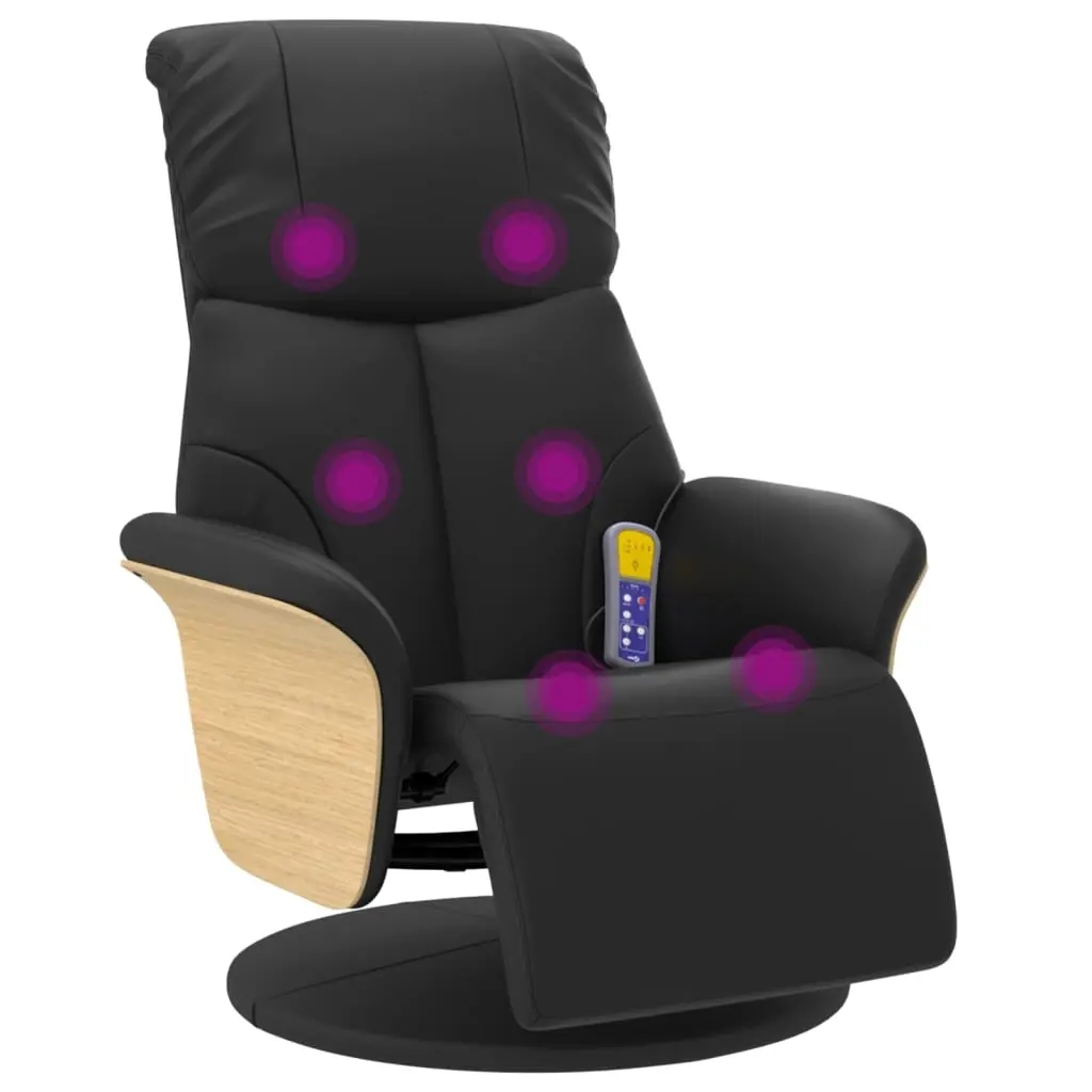 Massage Recliner Chair with Footrest Black Faux Leather 356637 - Furniture