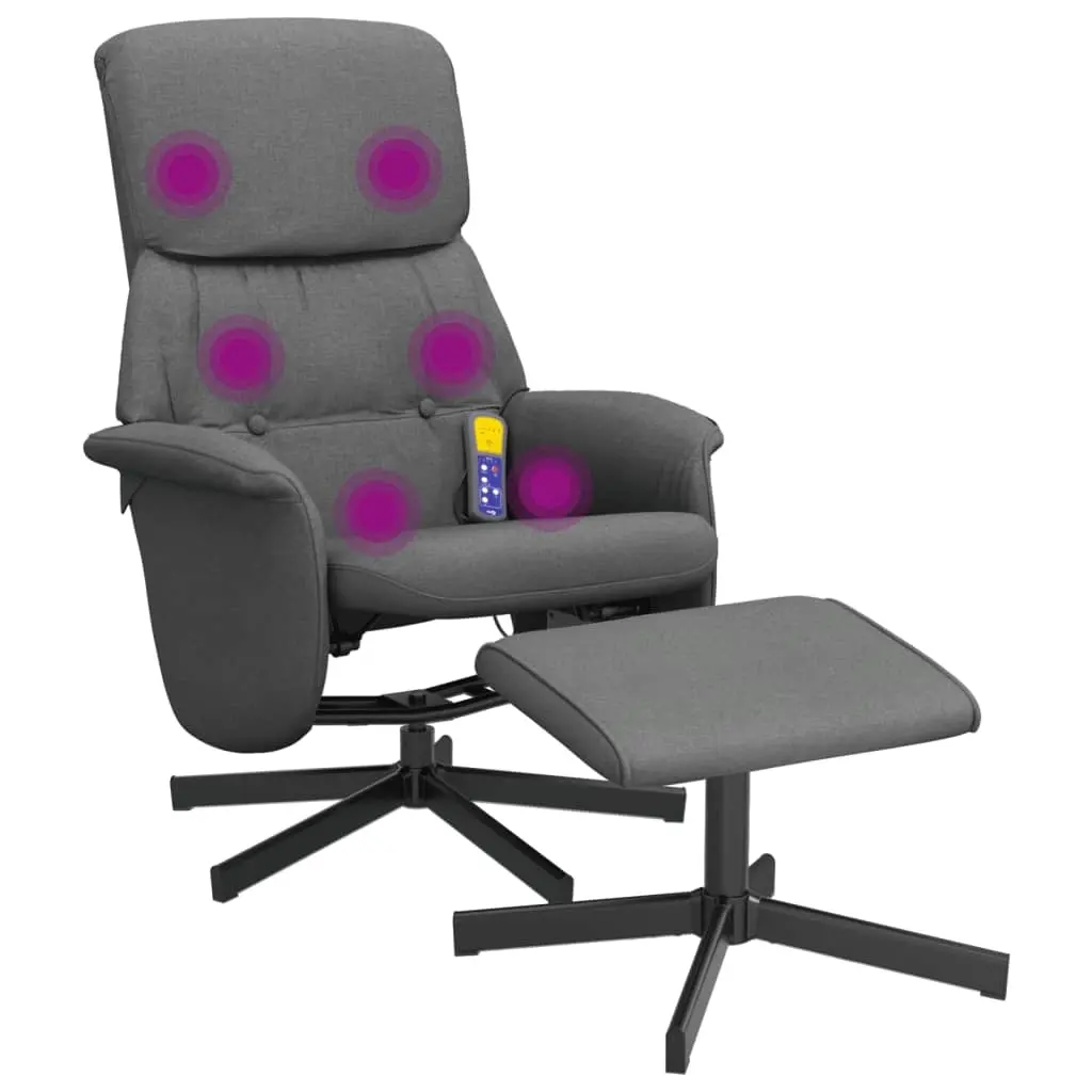 Massage Recliner Chair with Footstool Dark Grey Fabric 356679 - Furniture
