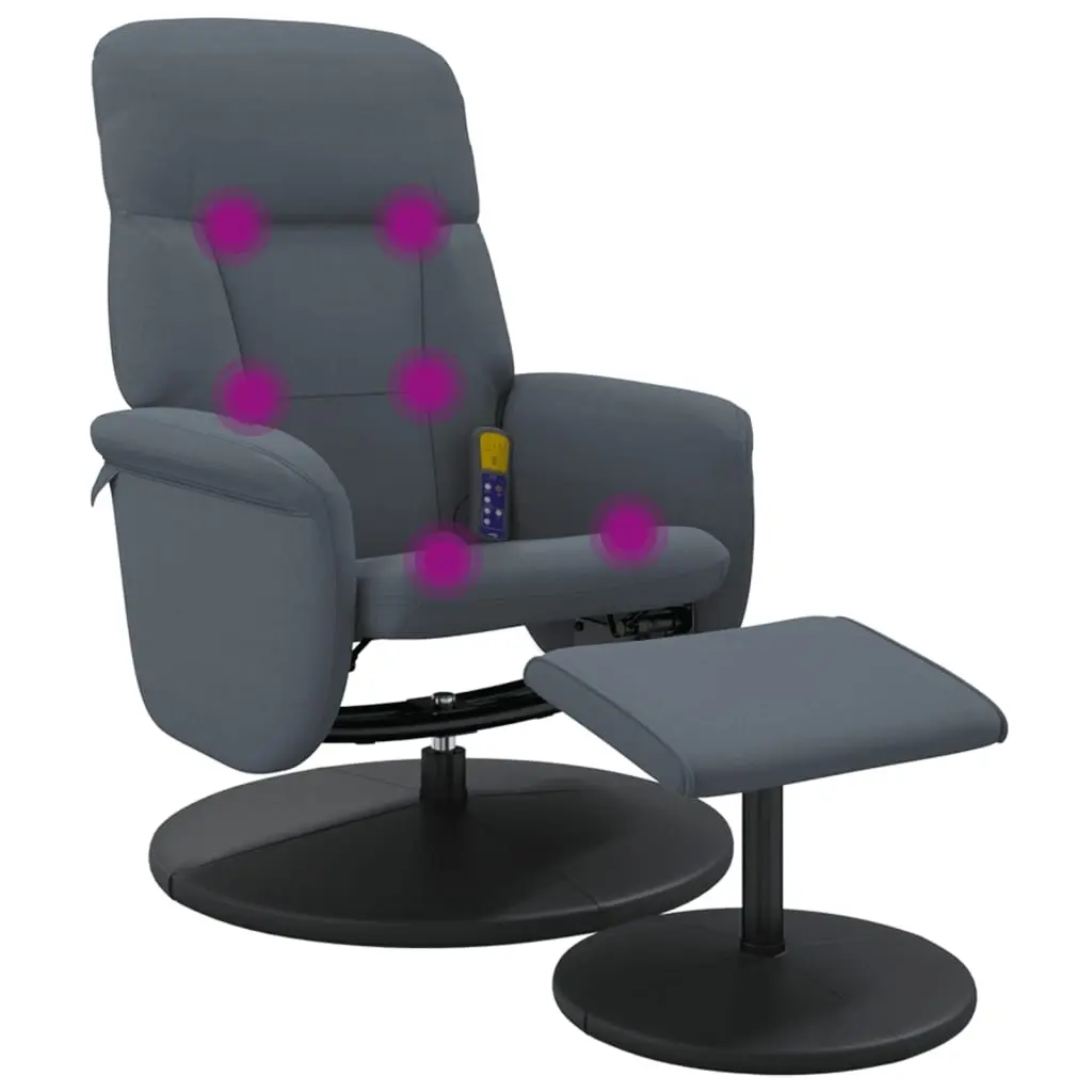 Massage Recliner Chair with Footstool Dark Grey Velvet 356701 - Furniture