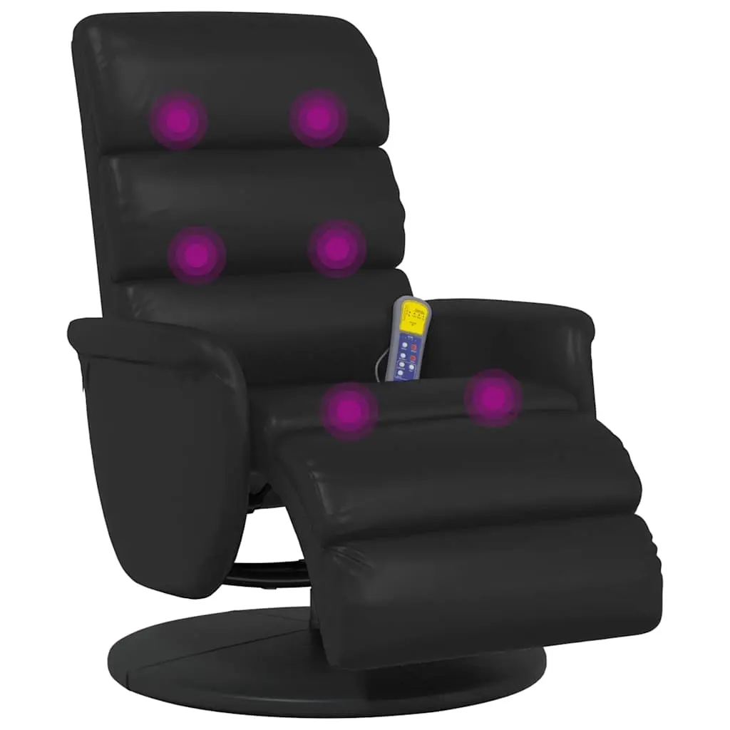 Massage Recliner Chair with Footrest Black Faux Leather 356724 - Furniture