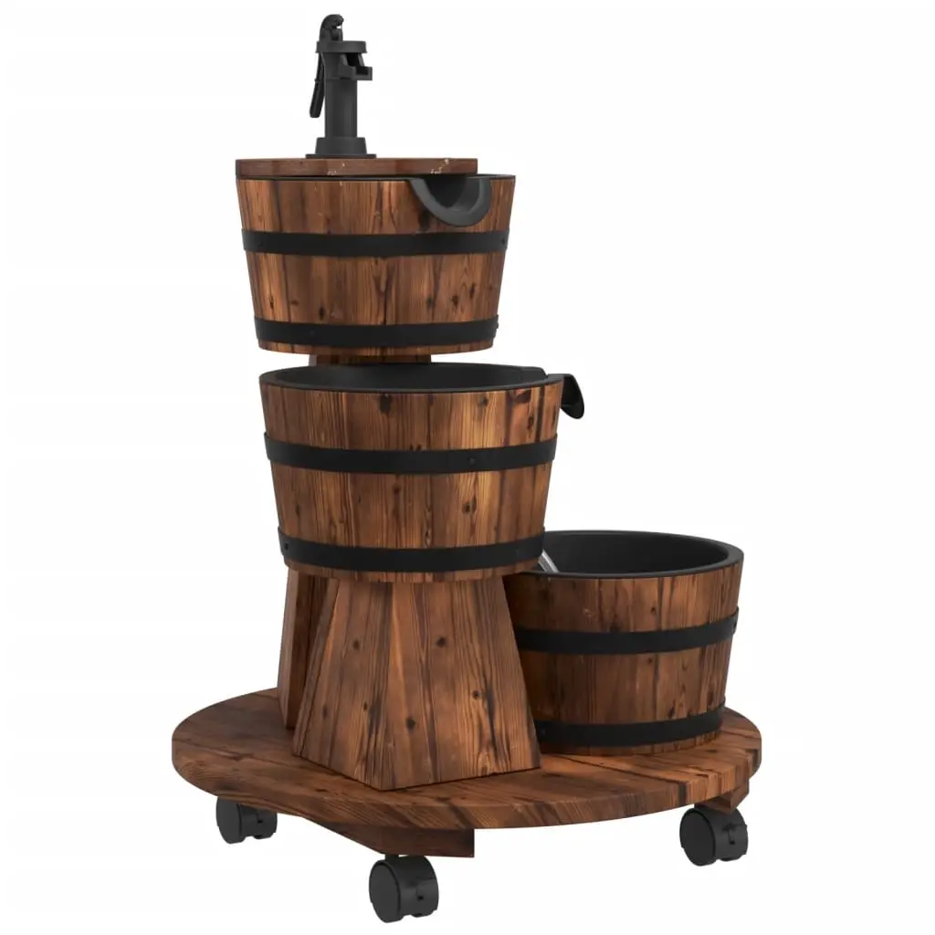 Wheeled Water Fountain with Pump 55x55x80 cm Solid Wood Fir 364855 - Home & Garden