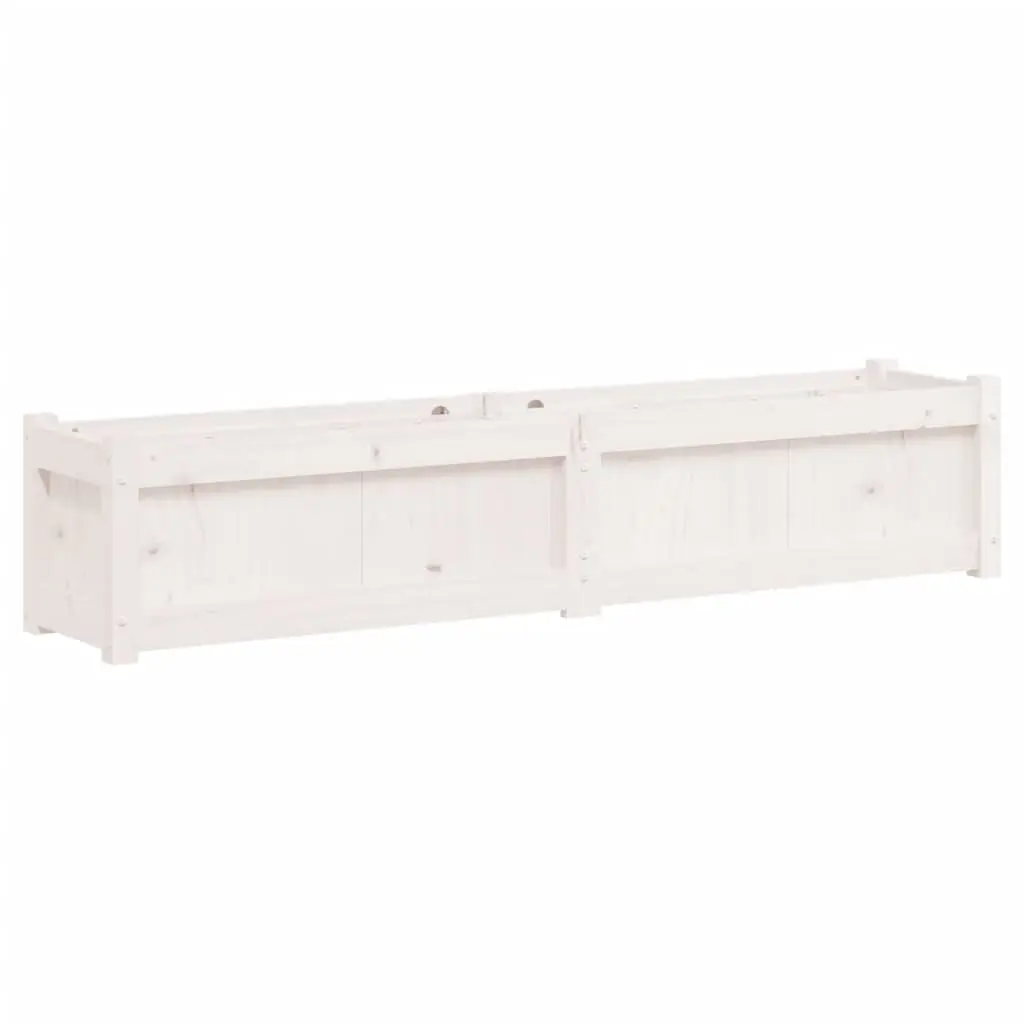 Garden Planter White 150x31x31 cm Solid Wood Pine 837476 - Home & Garden