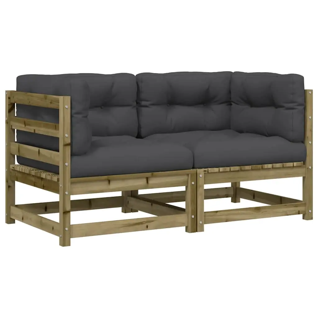 Garden Sofas Corner with Cushions 2 pcs Impregnated Wood Pine 838076 - Furniture