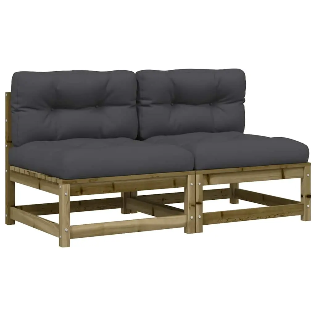 Garden Sofas Armless with Cushions 2 pcs Impregnated Wood Pine 838092 - Furniture