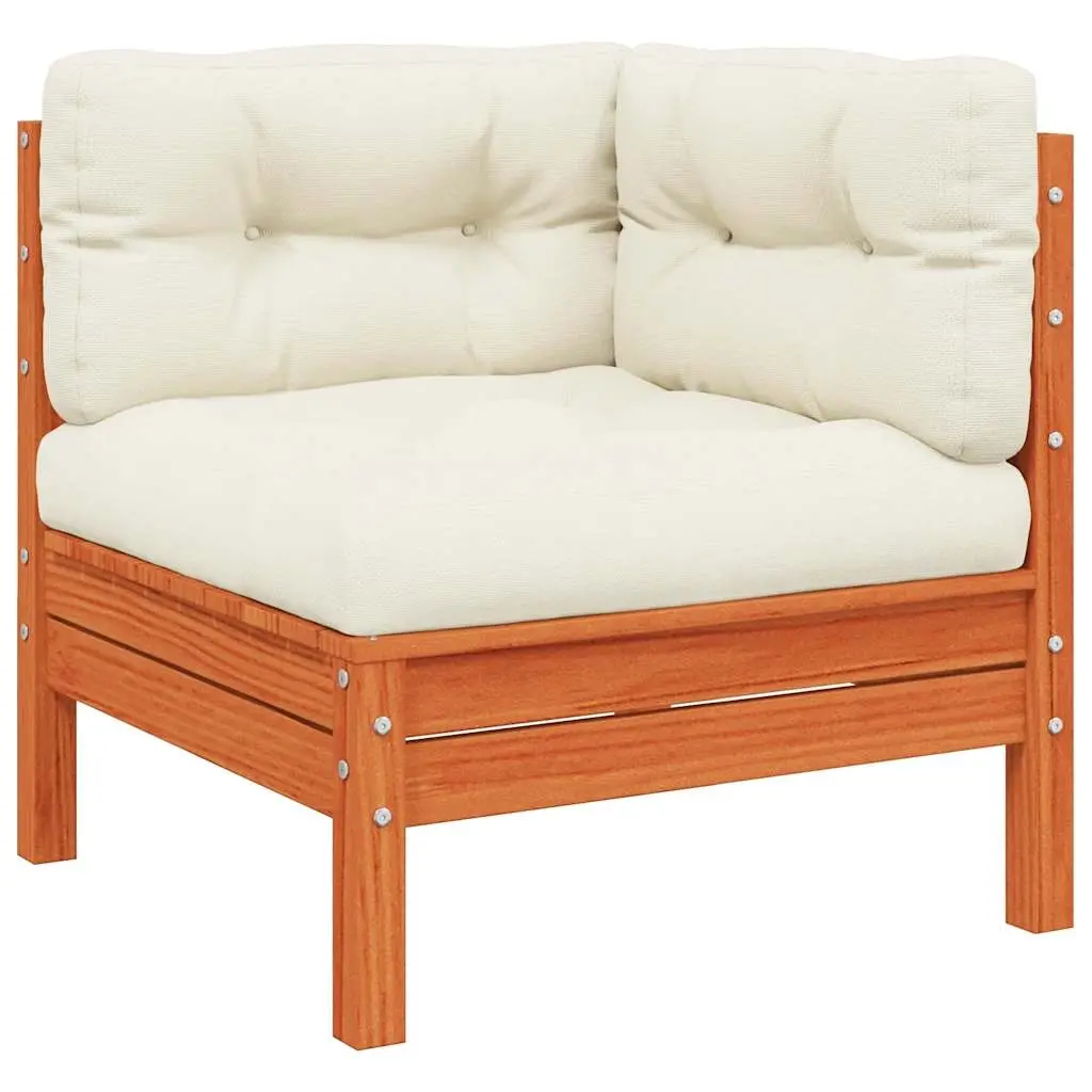 Garden Sofa Corner with Cushions Wax Brown Solid Wood Pine 838150 - Furniture
