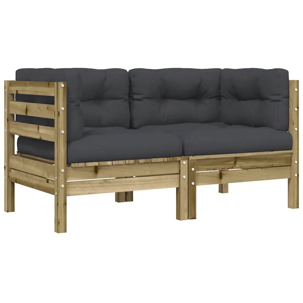 Garden Sofa Corner with Cushions 2 pcs Impregnated Wood Pine 838156 - Furniture