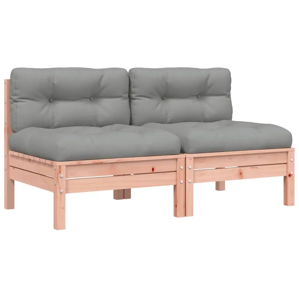 Garden Sofa Armless with Cushions 2 pcs Solid Wood Douglas 838163 - Furniture