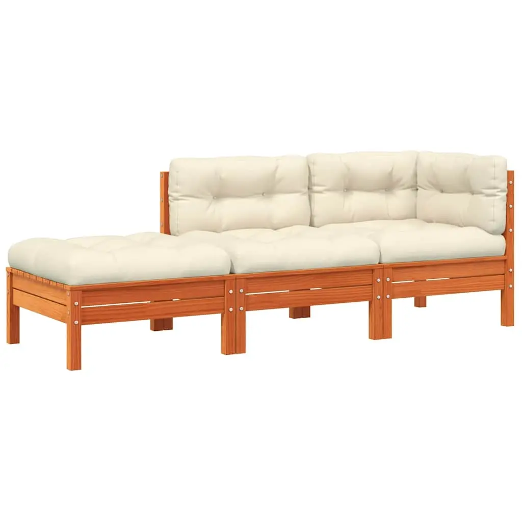 Garden Sofa with Cushions and Footstool 3-Seater 838174