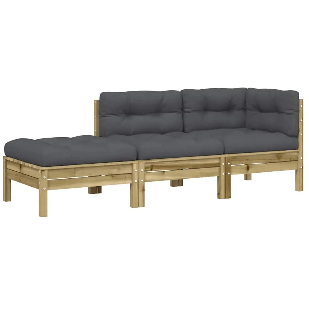 Garden Sofa with Cushions and Footstool 3-Seater 838176